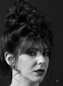 Brunette Evening Updo with Fringe