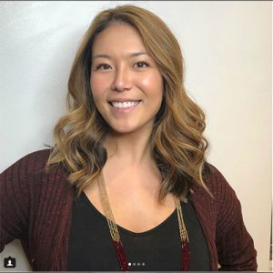 Asian shiny hair with highlights.